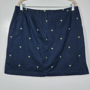 LIZGOLF Navy Blue Embroidered Palm Tree Print Golf Tennis Pickle Ball Skort 16
